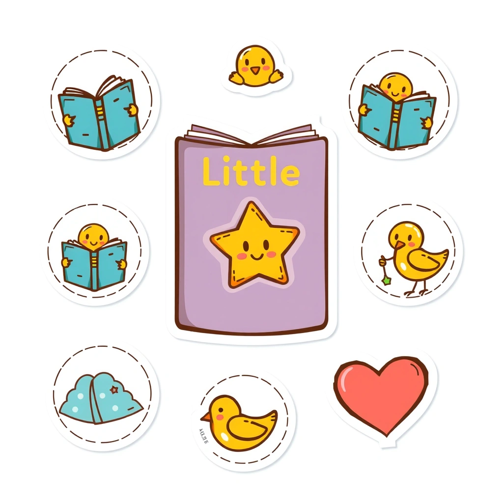 Naklejki "Mały czytelnik" (arkusz) - Szablony - Dzień Książki